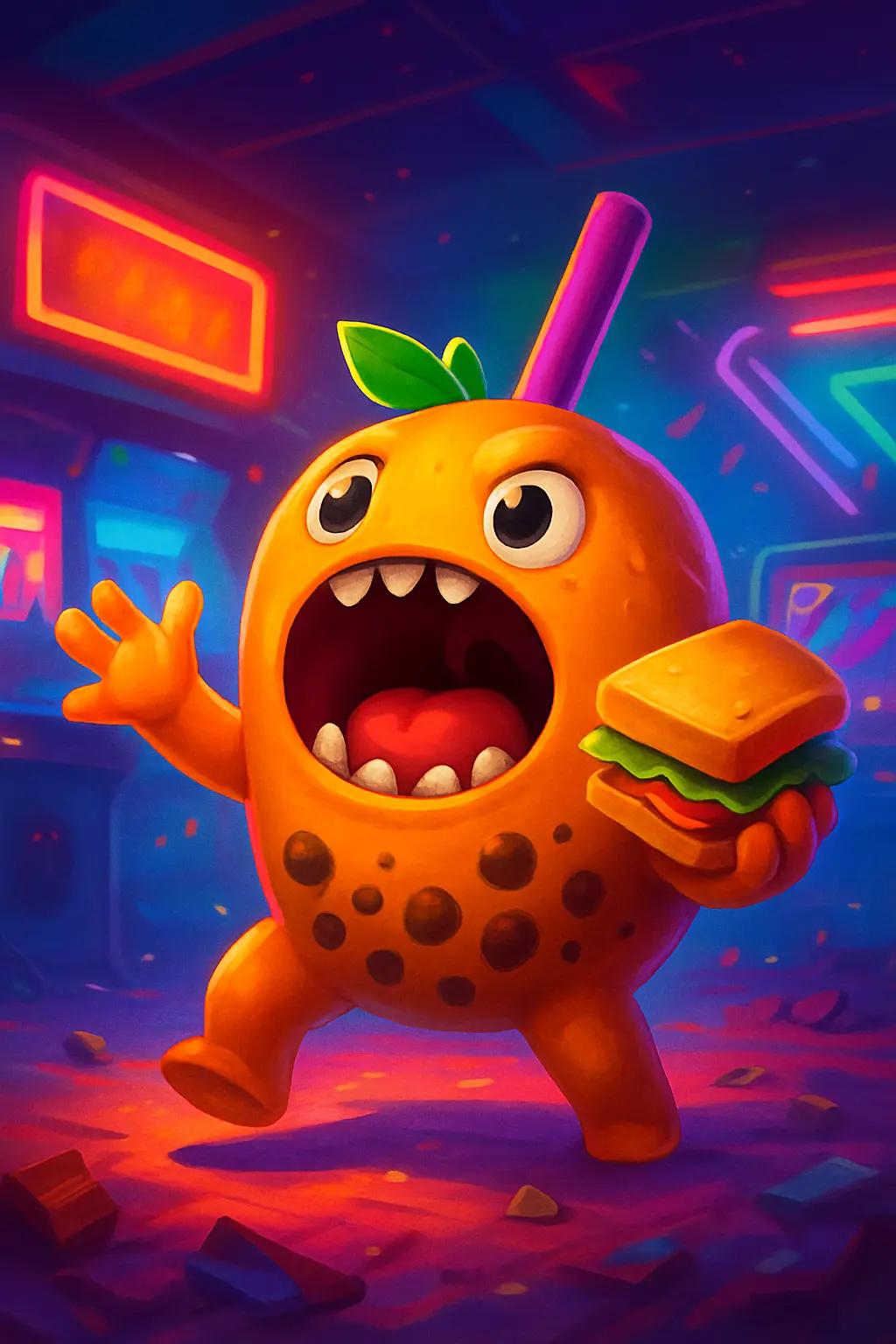 Bubble-Temonster Rescuing One Sandwich