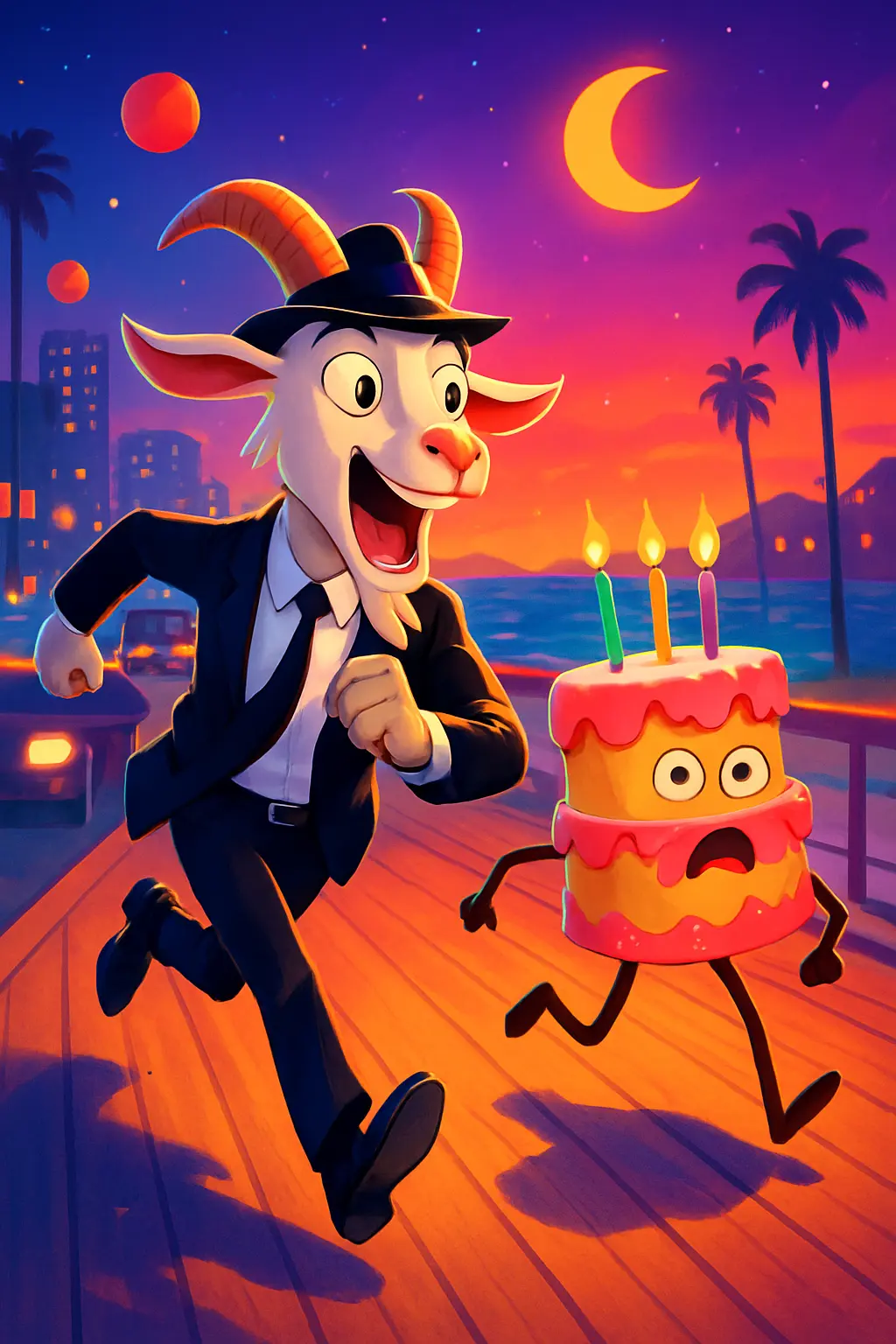 Secret-Agent Goat Chasing Runaway